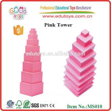 Billige gute Qualität hölzerne Montessori Materialien rosa Turm